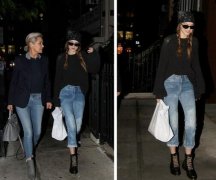 纽约夜晚黑衣出行！夯模Hadid姐妹时尚度